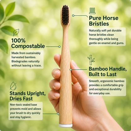 Natural Horse Bristle & Bamboo Toothbrush